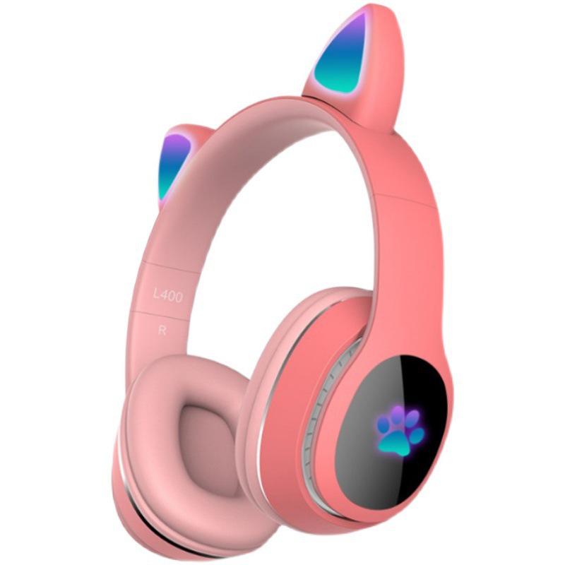 Cute Luminous Cat Ear Bluetooth Headphones for Kids - Trendy Wireless Headset for Girls