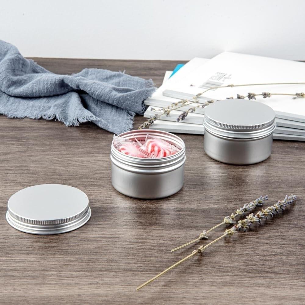 New Round Aluminum Tin Can Aluminum Screw Lid Metal Storage Jar 50ML Capacity 80ML Capacity Aluminum Container for Spices