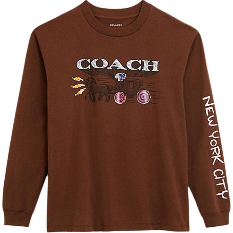 

Coach Ss24 Letter Logo Round Neck Long Sleeve T-Shirt Men T-Shirt Chocolate CR490-CHO S