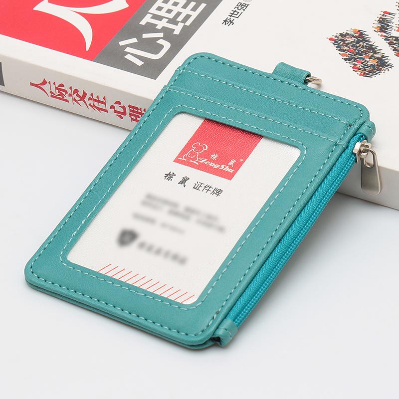 

Zipper Multi Slot Work ID Holder Student Campus Card Holder Leather Business Work Badge Protectors Employee ID Card Holder