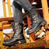 Fashion Winter Men Motorcycle Boots 2024 New Fashion Mid-Calf Punk Rock Punk Shoes Mens PU Leather Black High Top Mens Casual Boot 38-46