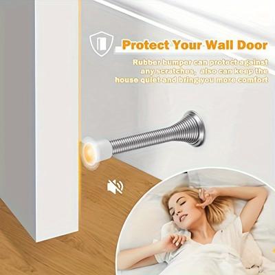 6pcs/set 6 Pack Spring Door Stopper Black- 3-3/8" Flexible Spring Door Stops With Black Rubber Bumper Tips
