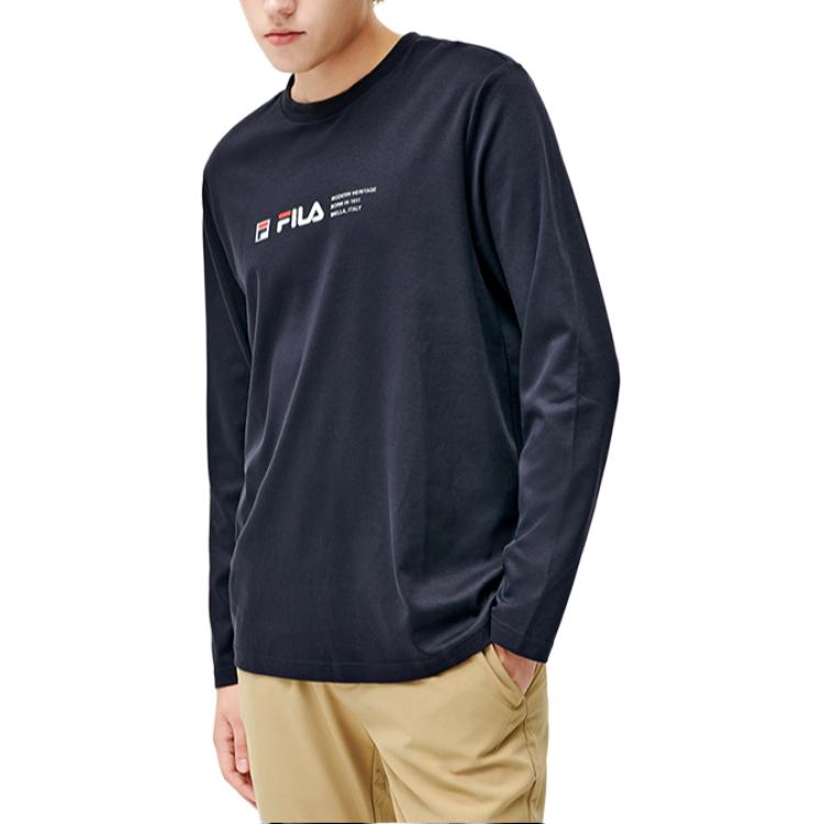 Fila Comfortable Letter Long Sleeve T-Shirt Men Tops Legendary-Blue F51M041203F-NV