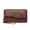Men's Leather Wallet Clutch Bag Long Purse Zipper Money Clip Black Business Organizer Wallet Male Handy Bag