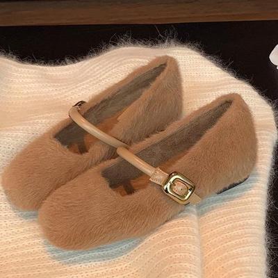 Estilo de balé aumenta com a palavra fofo Mary Jane outono e inverno novos modelos transcendente estilo estrangeiro macio macio sola macia veludo sapatos únicos wom