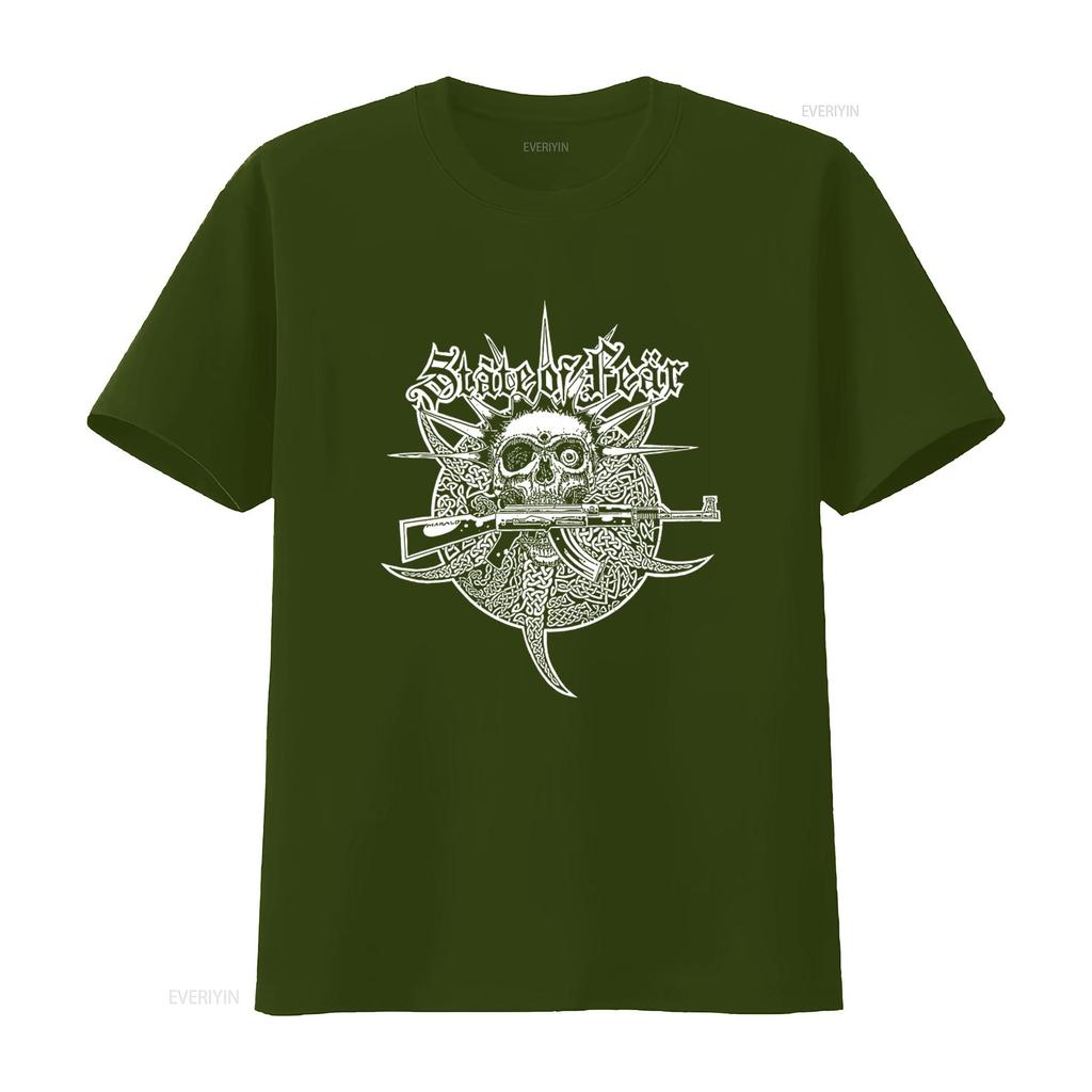 STATE OF FEAR Skull AK47 Punk Rock Print T Shirt vintage Washed Comfortable fashion Casual Unisex streetwear designer clothes
