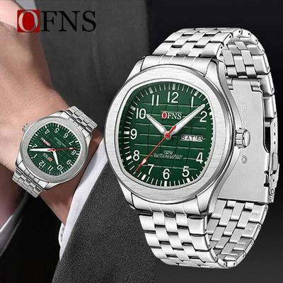 OFNS Men's Dual Calendar Quartz Watch - Business Waterproof Steel Strap Wristwatch.