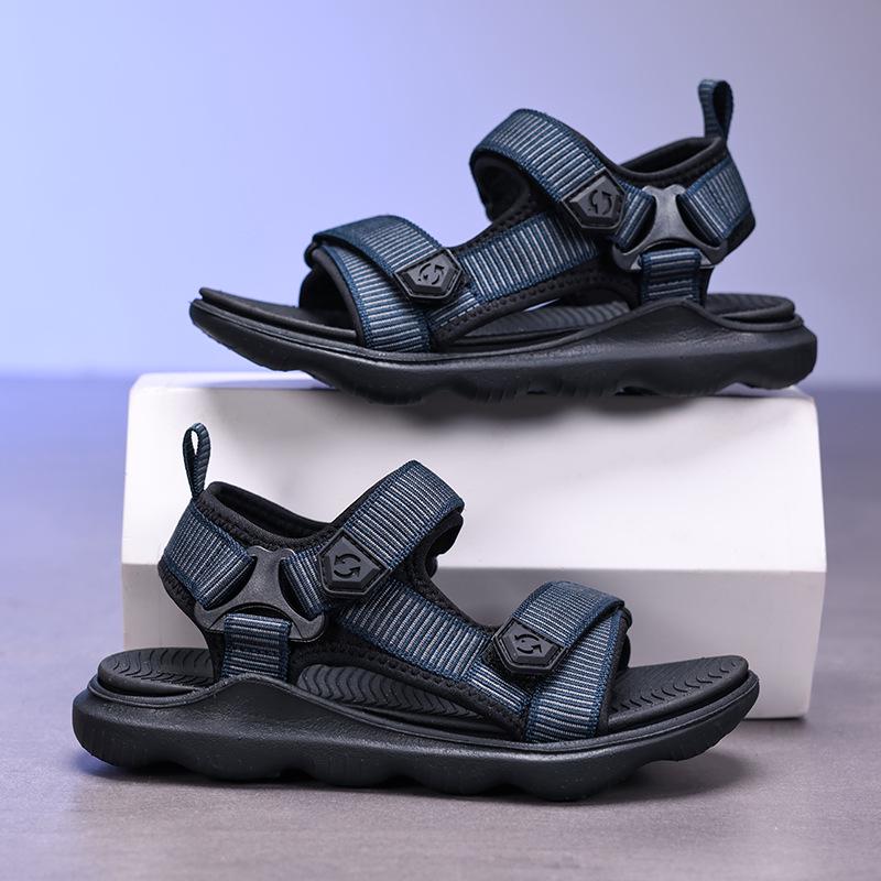 

Летние Нескользящие Сандалии с Мягкой Подошвой и Открытым Носком для Мальчиков, Легкие Пляжные Сандалии 34 темно-синий