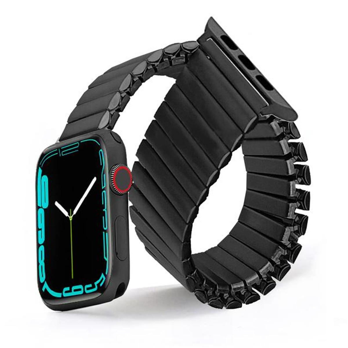 

Эластичный металлический ремешок для часов для iWatch Series 8 7 6 5 4 3 2 1 ремешок из ультра нержавеющей стали для Apple Watch 38/40/41/42/44/45/49 мм, роскошный браслет с расширением 42mm 44mm 45mm 49mm чёрный