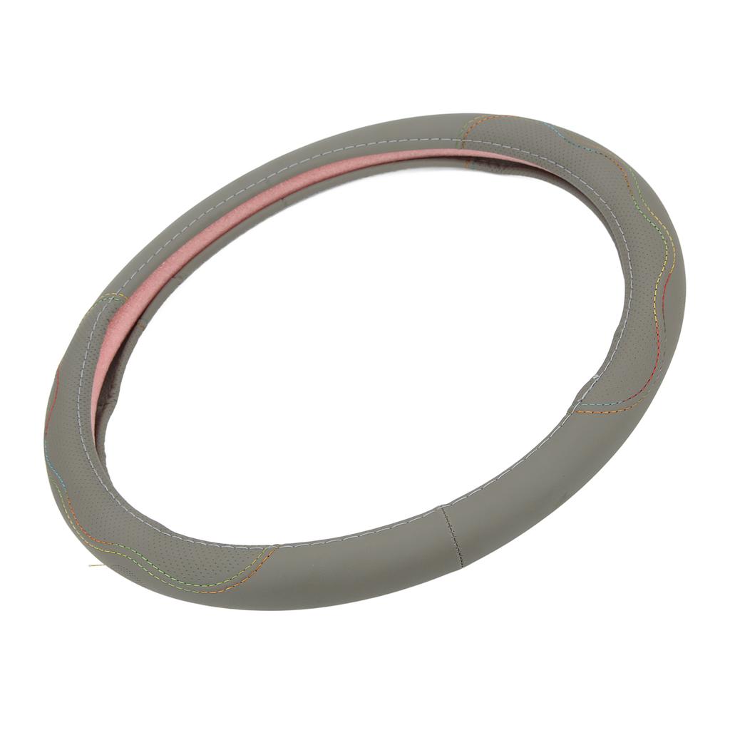 Car Steering Wheel Cover 15in Universal Fit Artificial Leather Protector for ModificationGrey