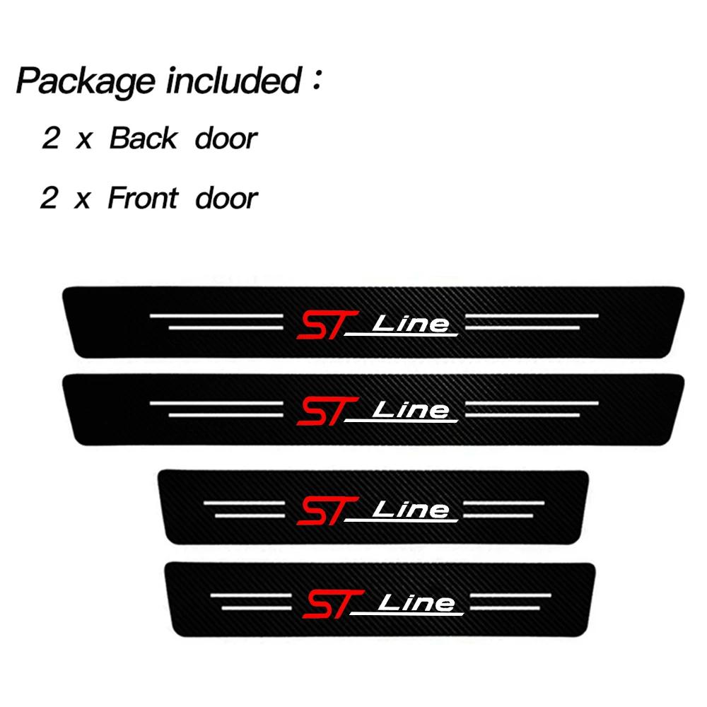 Adesivo de Fibra de Carbono para Soleira de Porta Automotiva Faixa Protetora Impermeável Película Protetora Para Ford ST LINE STLINE Mk3 Mk4 Focus Mustang