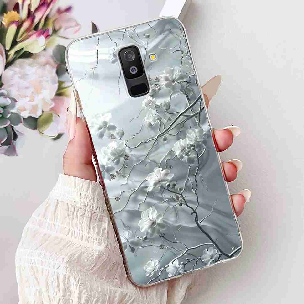 For Samsung Galaxy A6+ 2018 6.0" Case SM-A605FN Cartoon Cat Soft Silicone Cover For Samsung A6+ A6 Plus 2018 New Flower Bumper
