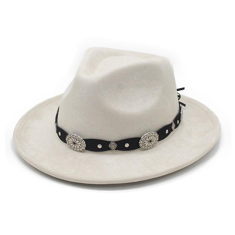 Vintage Western Cowboy Hat New Curled Suede Top Hat Tibetan Couple Gentleman Hat Jazz Hat