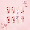 24Pcs Medium Square Stick on Nails with Elegant Bows Charms Press on Nails False Nail Manicure for Special Occasion