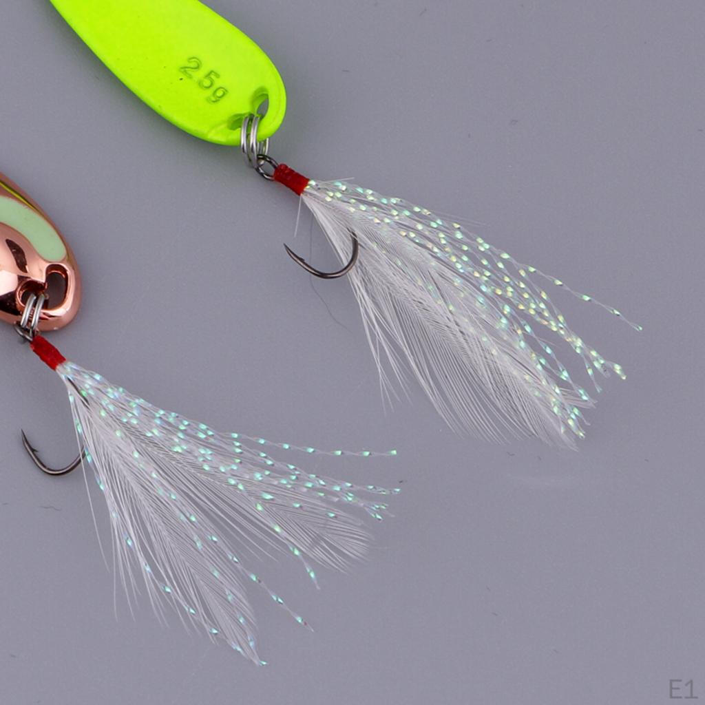 6 Pieces Artificial Fishing Spoon Baits With Barbed