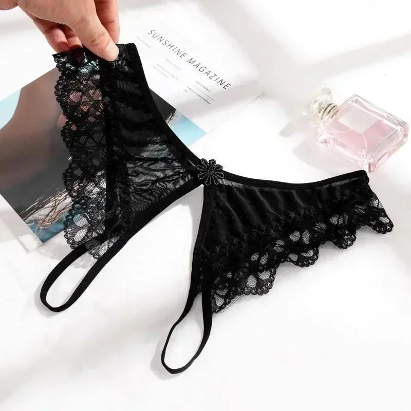 Sexy Open C Thong Lace Free Take-off Panties Thong Women Passion Hot Underwear Perspective Low Waist Hot T Pants Thong