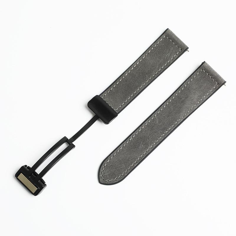 The Smart Watch Strap Is Suitable for Huawei GT4 Leather Folding Buckle, Magnetic Buckle, Silicone Cowhide Sticker, Quick-release Leather Strap. 20mm серый