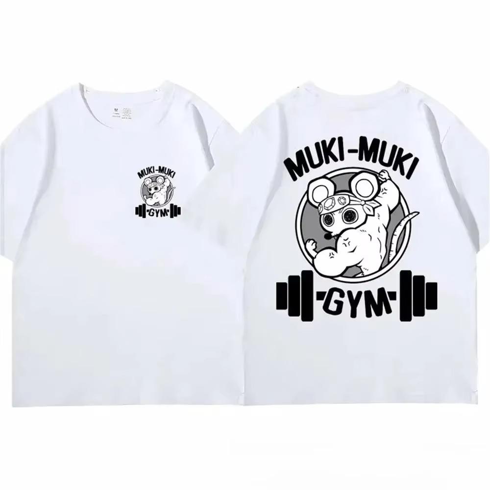 

2024 Мужская летняя футболка с японским аниме Demon Slayer Uzui Tengen, забавный принт Ninja Mice Muki Muki Gym T Shirt Muscular Mouse T-Shirts XXXXXL белый