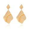 Metal Square Pleated Geometric Dangle Earrings Women's New Simple Elegant Design Zircon Wedding Accessories
