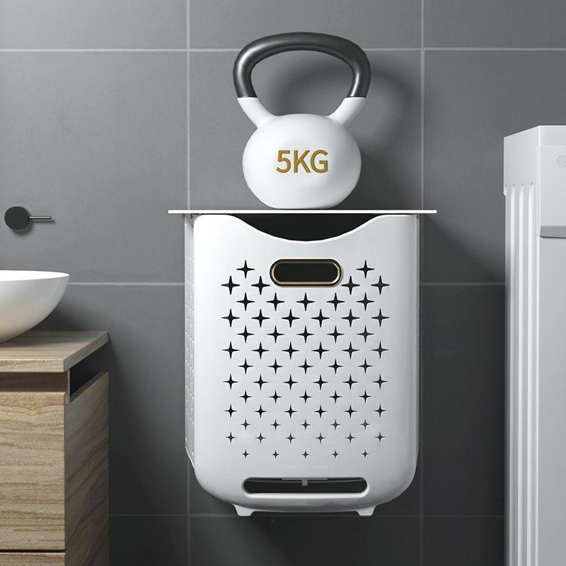 Plastic Folding Laundry Basket Wall-mounted Removable Large Capacity Clothes Storage Rack Bathroom Organizer Accessories