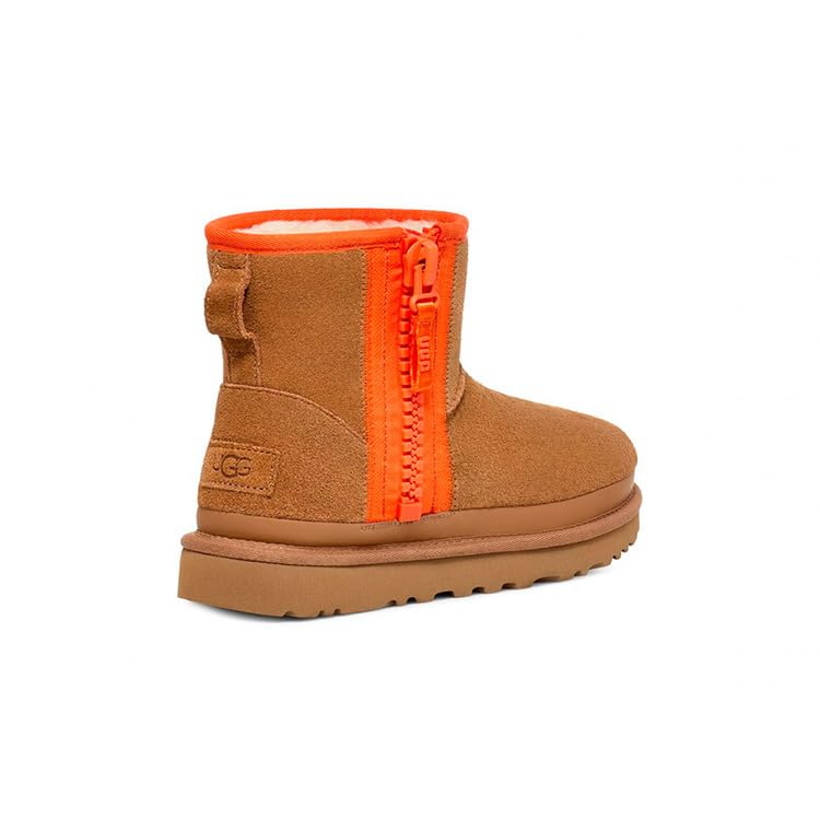 Boots CLASSIC MINI ZIPPER TAPE LOGO Classic Mini Zipper Tape Logo Suede [UGG] Women's (CHESTNUT, 22.0 Cm) [Used]