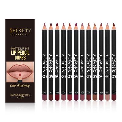 SHCOETY 12-Color Matte Lipstick & Lip Liner Set - Nude, Long-lasting, Non-smudging Makeup.