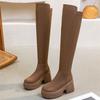 Women's Rider Boots Ladies Over-the-Knee Boots Heel Height 10cm Platform Stretch Skinny Boots Women