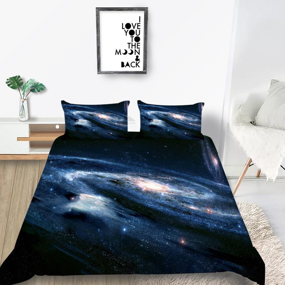 Star Printing Bedding Single Double Bed Full Size 3D Microfiber Universe Printing Pillowcase and Quilt Cover 2/3 Comfortable Home Decoration