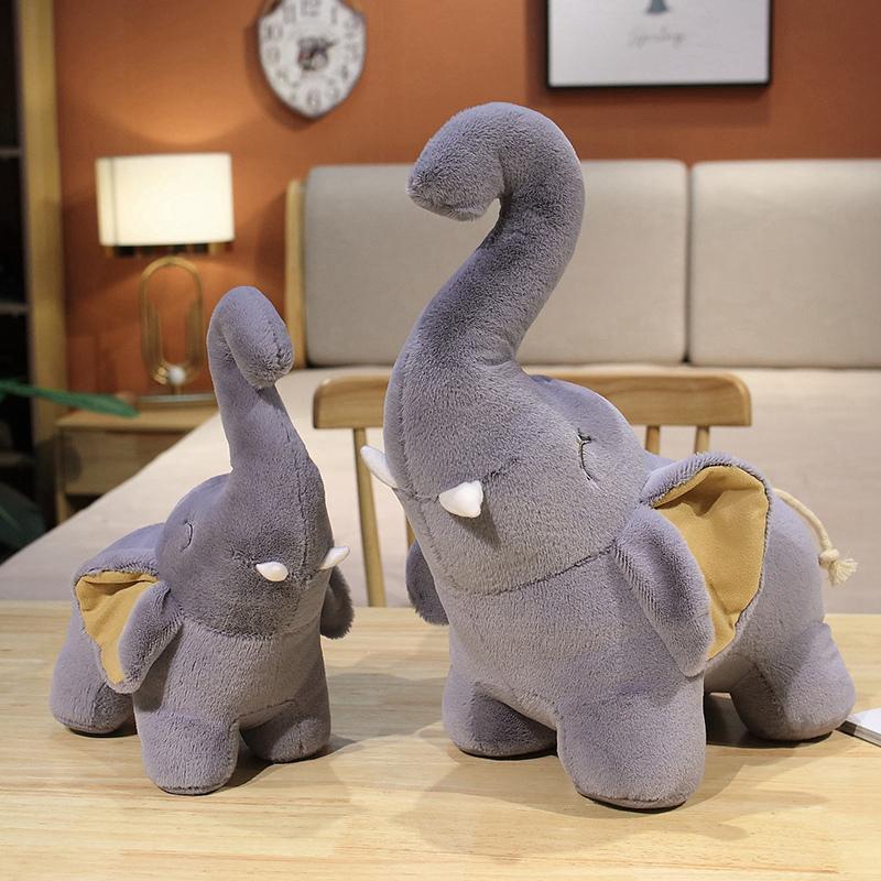 28cm/11.02in Elephant Plush Toy Doll Pink and Gray Happy Elephant for Kids&Girlfriend Holiday Birthday Xmas Gifts Home Decor
