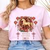 Hello 2026 New Year Chinese Unisex Shirt Happy Lunar New Year Horse Gift Crewneck Printed Tshirt Tops Regular Short Sleeve