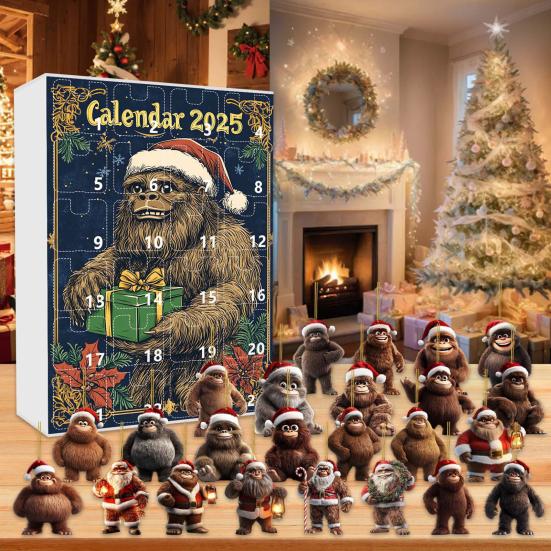 Advent Calendar 24-Day Countdown Decoration Ape Man Themed Family Christmas Advent Calendar Festival Hanging