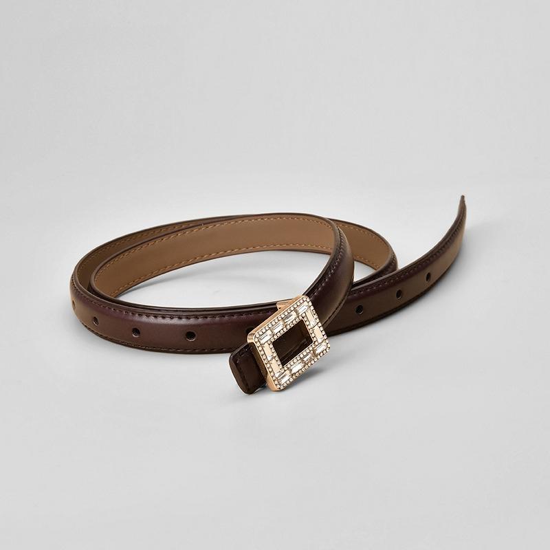 

Новый женский ремень, инкрустированный кристаллами и бриллиантами, с квадратной пряжкой, декоративный ремешок, универсальный женский ремень из натуральной кожи с гладкой пряжкой 105cm