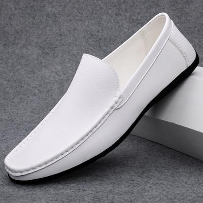 Leather Loafers Spring Autumn Men's Casual Leather Shoes For Men Black White Solid Slip-On Plus Size Dropshipping Moccasin Driving Shoes