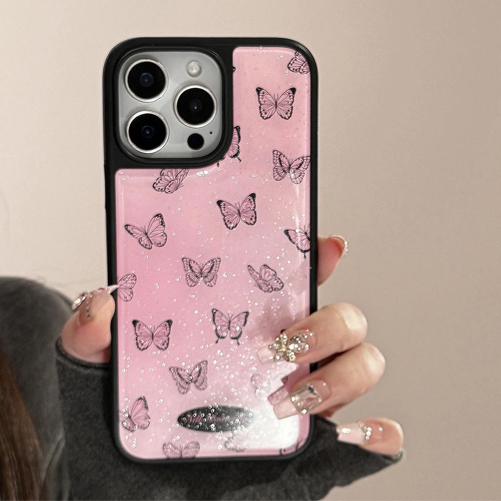 Shiny Butterfly Phone Case Compatible with iPhone 13, iPhone 15, and iPhone 16 Pro Max