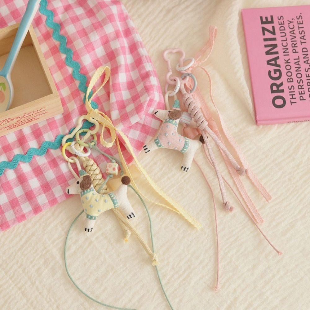Handmaking Braided Rope Bag Pendant Polyester Fabric Animal Couple Keyring  Jewelry Accessories