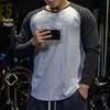 Men's Color-Block Round Neck Long-Sleeve Base Shirt for Autumn & Winter Fitness and Casual Basketball Style