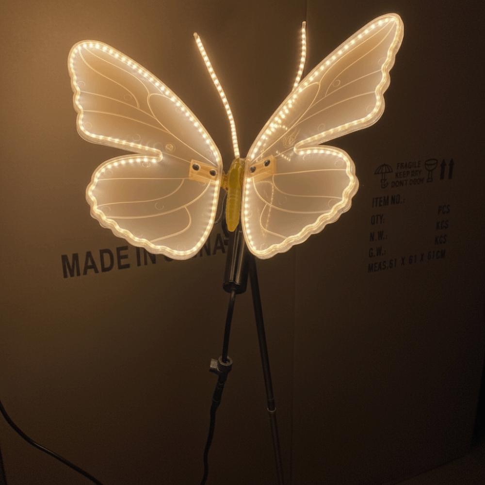 

40/60 см Светодиодная трепещущая бабочка Водонепроницаемая светодиодная имитация бабочки Декор Рождественский/Свадебный декор 40CM-Static теплый белый