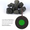 Volcanic Lava Energy Stone Pendant Green Core Promote Circulation Adjustable Round Shape Negative Ion Necklace