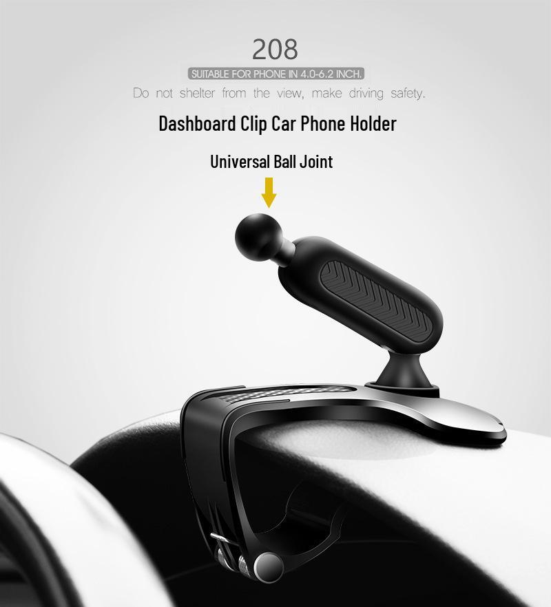 Rotating Rearview Mirror Phone Mount with Dashboard Clip