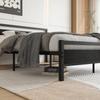 Bed Frame 140x200 cm made of Metal & Wood – Stable Single Bed with Slatted Frame & Storage, Guest Bed/Youth Bed