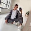 Women Solid Color Long Sleeve Hooded V Neck Hoodies Suit Autumn Winter Loose Top Wide Leg Pants