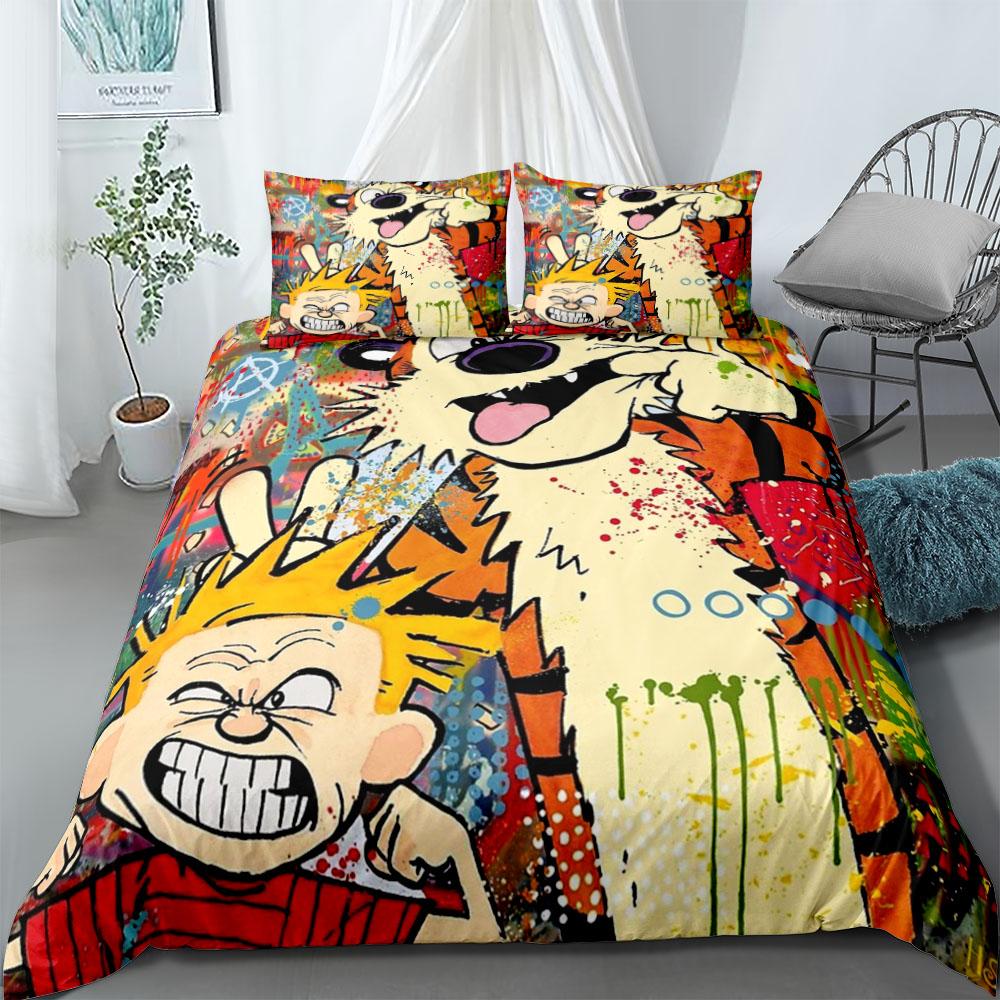Calvin and Hobbes Duvet Cover Set EU Single Double King US Twin Full Queen Size  Bedclothes
