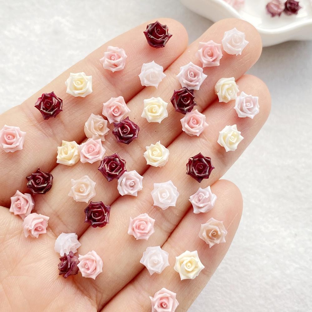 50/100 szt. Żywiczne Kolorowe Mini Róże, Kamelie Nail Art Flatback Scrapbook DIY Aplikacja Ślubna Akcesoria Jubilerskie Rzemiosło