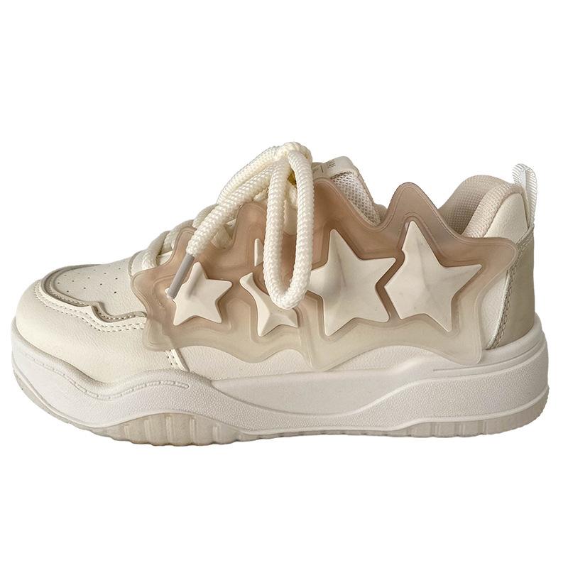 

B2201 латексная стелька звездная платформа хлебные туфли женская обувь повседневная 2025 весна новые оригинальные нишевые бордовые туфли 35