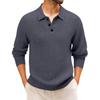 Mens Knit Shirts Long Sleeve Casual Sweaters Shirt Collared Sweater