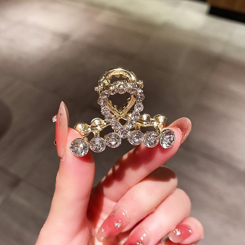 Alloy Rhinestone Small Hair Claw for Women Girls Ponytail Headwear Summer Elegant Shining Hair Grab Clip Hairpins Side Barrettes
