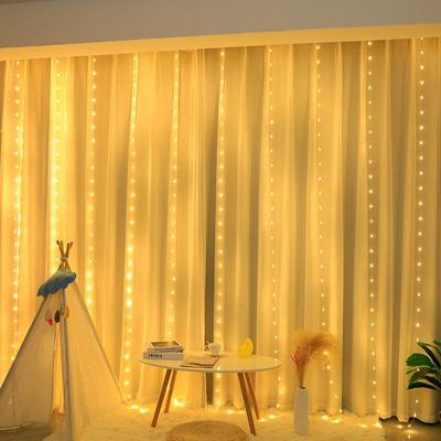 USB Remote Control Christmas Curtain String Lights - 3x3m Copper Wire Festival Decoration
