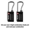 Master Lock Black Unique Combination TSA Approved Luggage Travel Padlocks for and 4696T Set, Locks, Suitcases, Backpacks, Bags, 2-Pack,