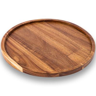 Grand Plateau Rond en Bois d'Acacia: Assiette de Dîner Étanche, Plateau à Thé, Plat pour Photographie Culinaire, Assiette à Fruits en Bois