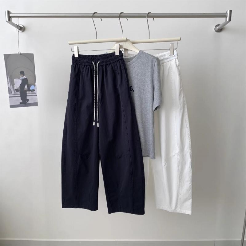 2026 Spring/Summer Vintage Washed Cotton Pants for Women, Korean Style Wide-Leg Cropped Pants